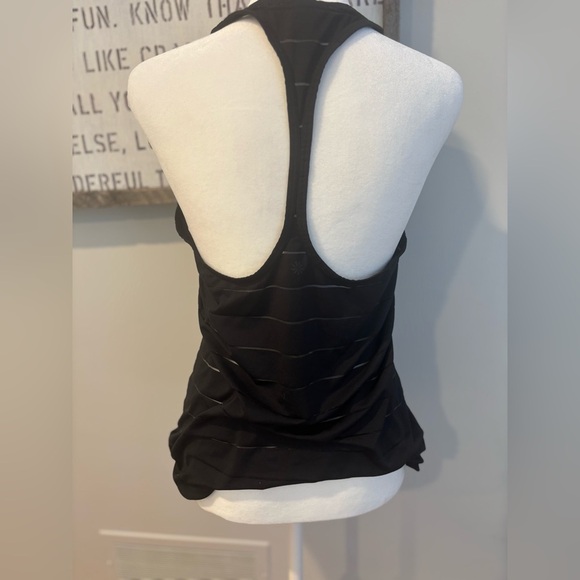 Athleta Stripe Mesh Tank -Black Workout Top - Picture 7 of 9